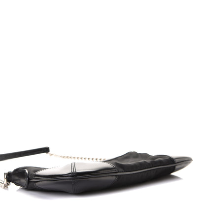 Prada Tessuto Nylon Calfskin Chain Pochette Black 5 of 8