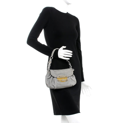 Prada Metallic Goatskin Shoulder Flap Bag Silver 2 of 9