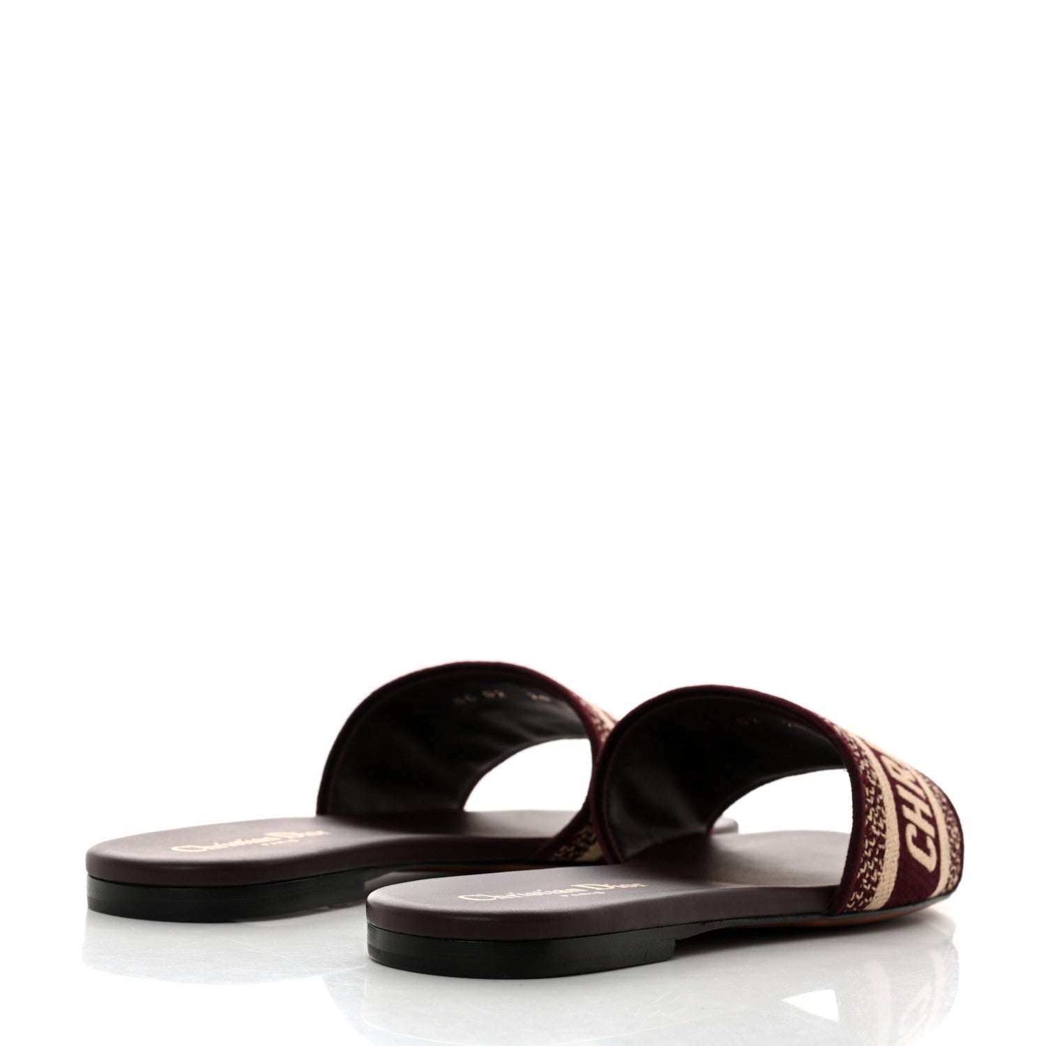 Christian Dior Canvas Embroidered Dway Mules Slide Sandals 36.5 Burgundy 4 of 10