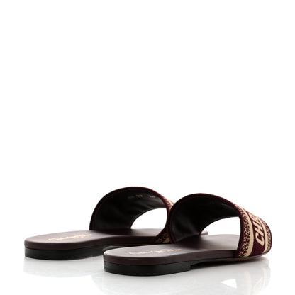 Christian Dior Canvas Embroidered Dway Mules Slide Sandals 36.5 Burgundy 4 of 10