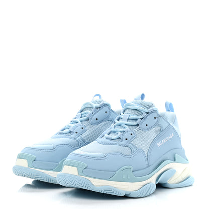 Balenciaga Fabric Mesh Mens Triple S Sneakers 40 Light Blue White 3 of 9