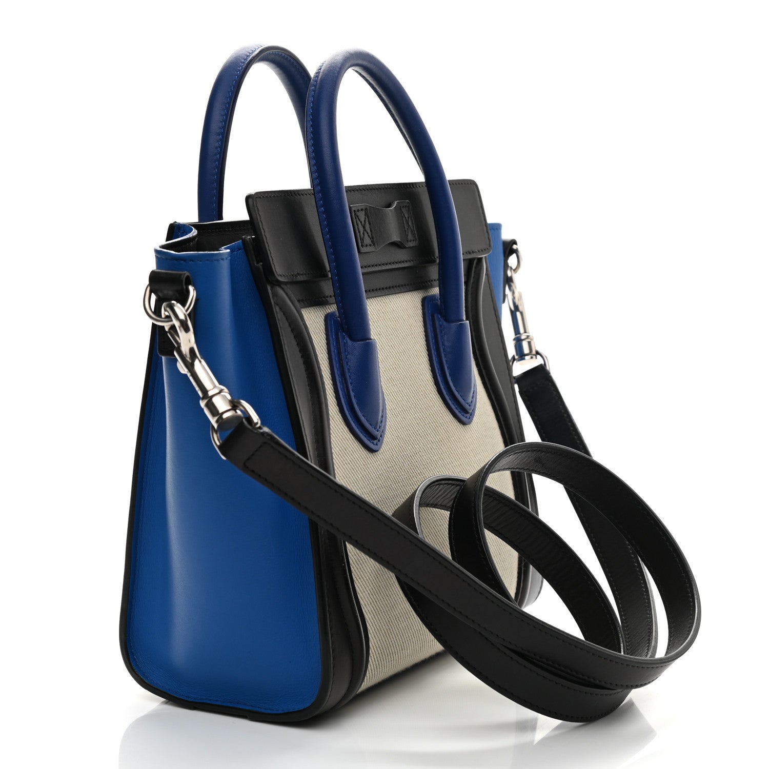 Celine Canvas Smooth Calfskin Nano Tri-Color Luggage Natural Blue 3 of 10