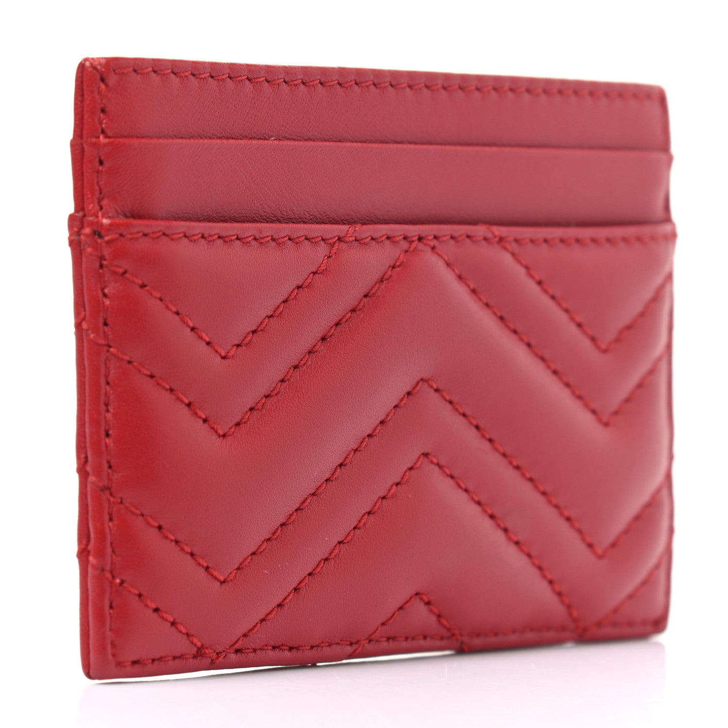 Gucci Calfskin Matelasse GG Marmont Card Holder Hibiscus Red 3 of 6