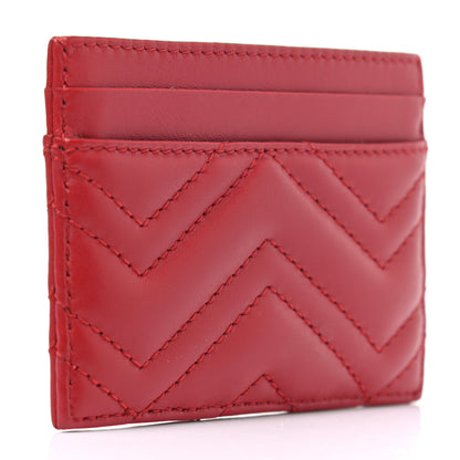 Gucci Calfskin Matelasse GG Marmont Card Holder Hibiscus Red 3 of 6