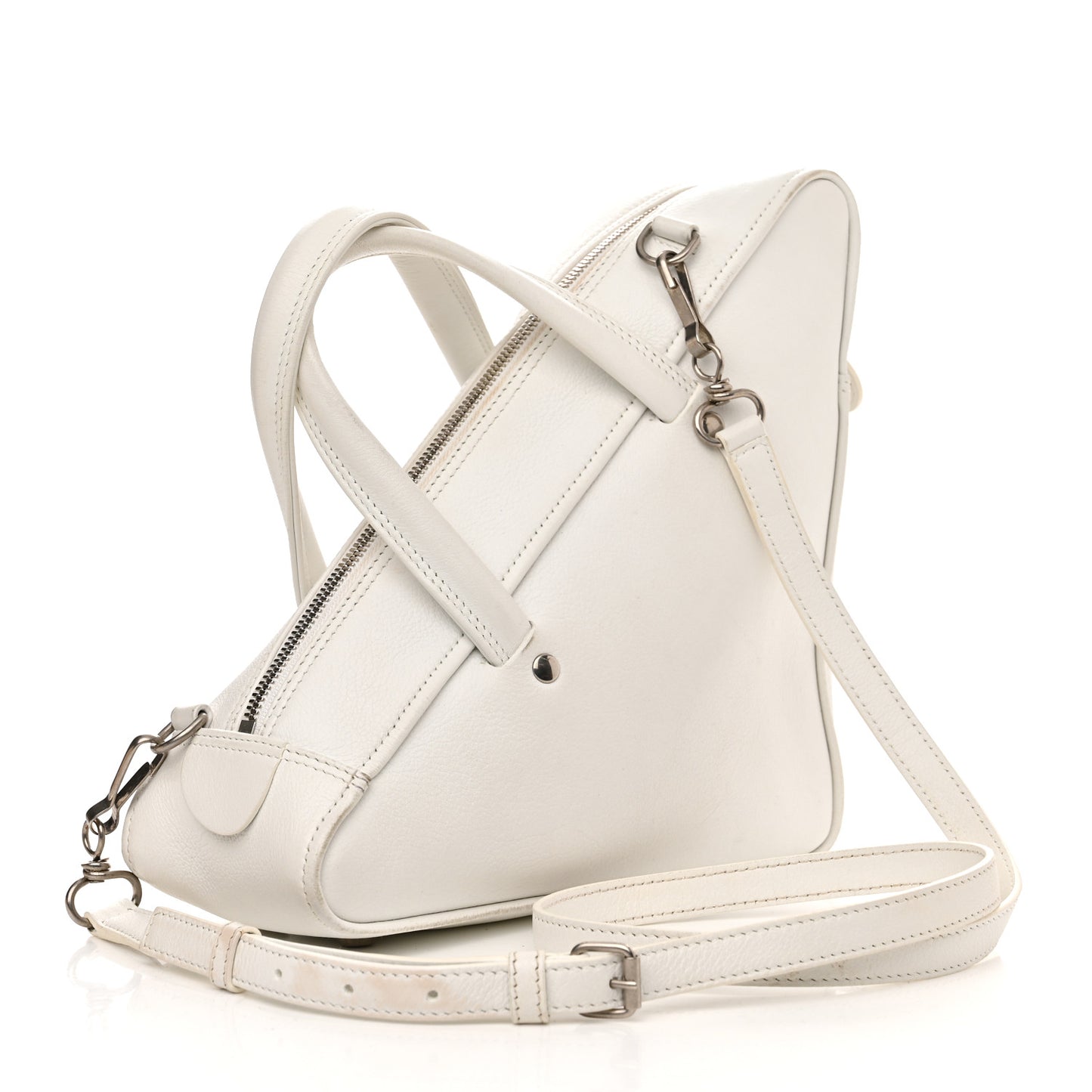 Calfskin S Triangle Duffle White