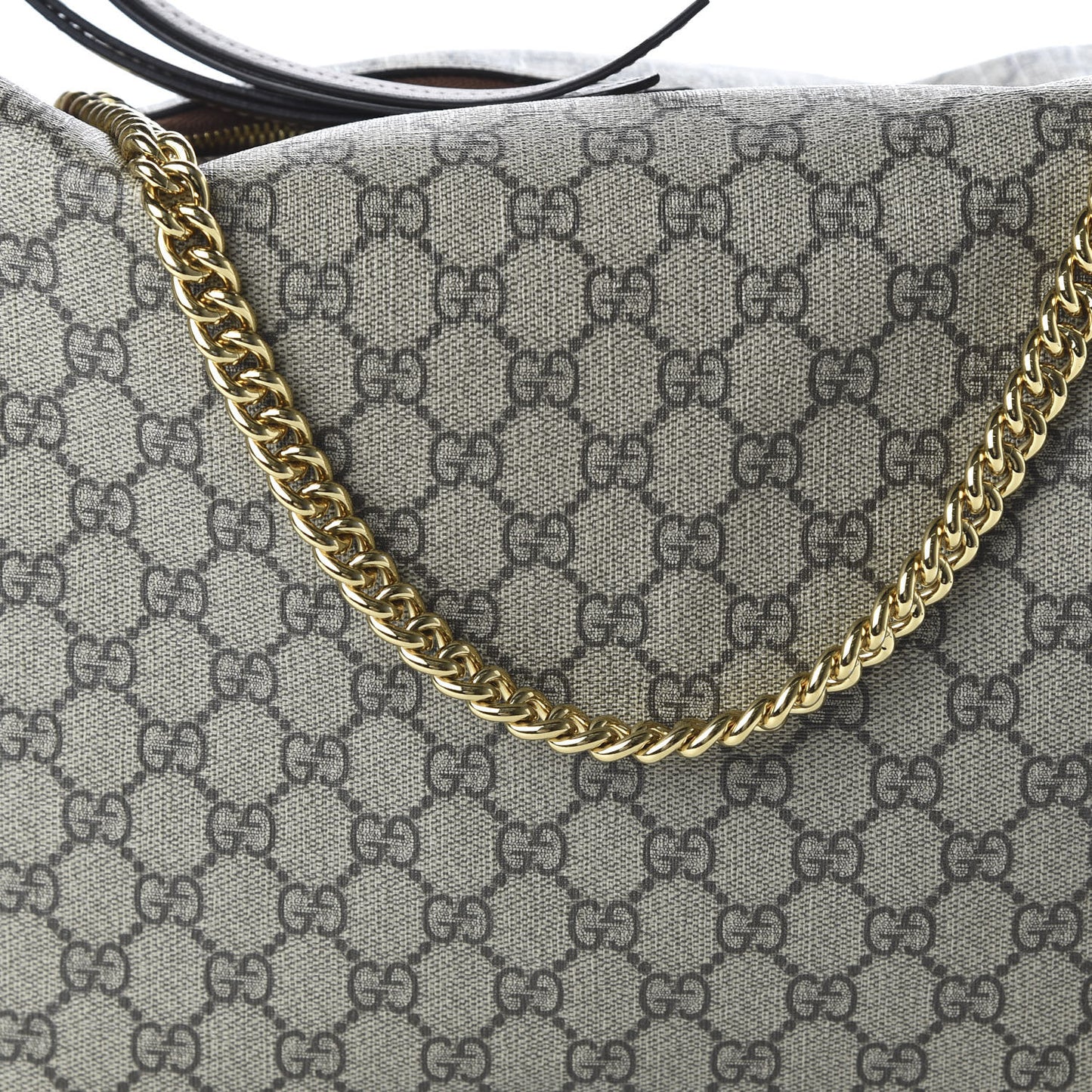 GG Supreme Monogram Large Linea A Hobo Light Brown