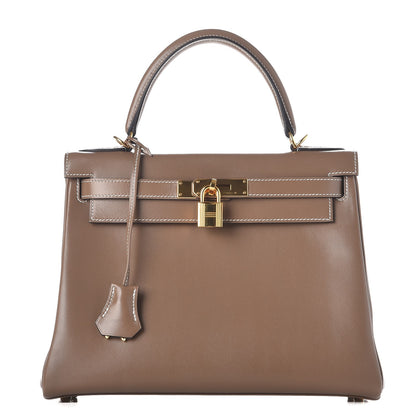 Hermes Tadelakt Kelly Retourne 28 Etoupe 1 of 36