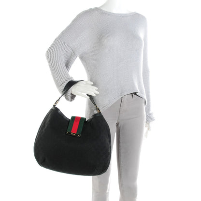 Gucci Monogram Large New Ladies Web Hobo Black 2 of 7