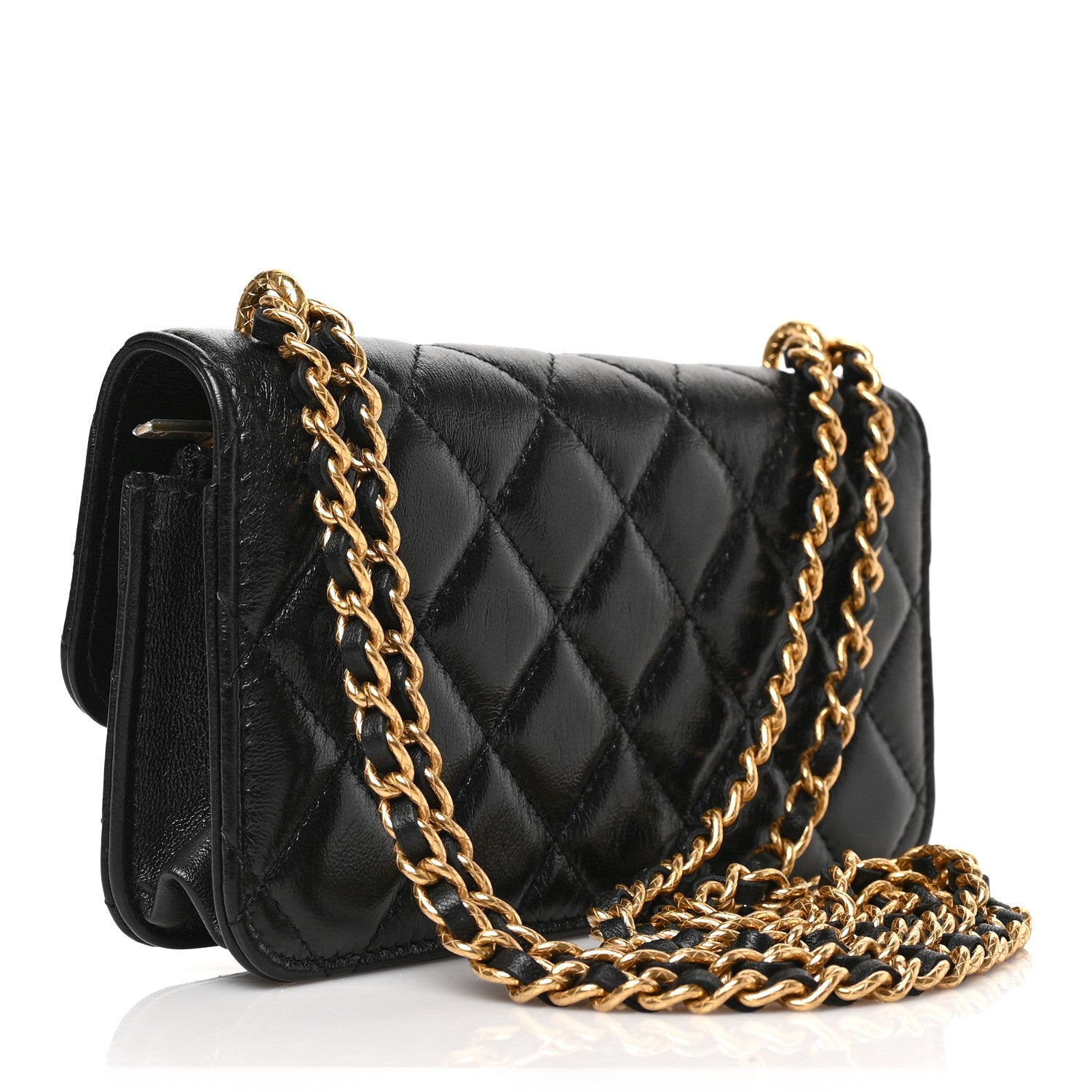 Chanel Lambskin Quilted Dynasty Flap Phone Holder With Chain Black 3 of 9