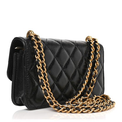 Chanel Lambskin Quilted Dynasty Flap Phone Holder With Chain Black 3 of 9