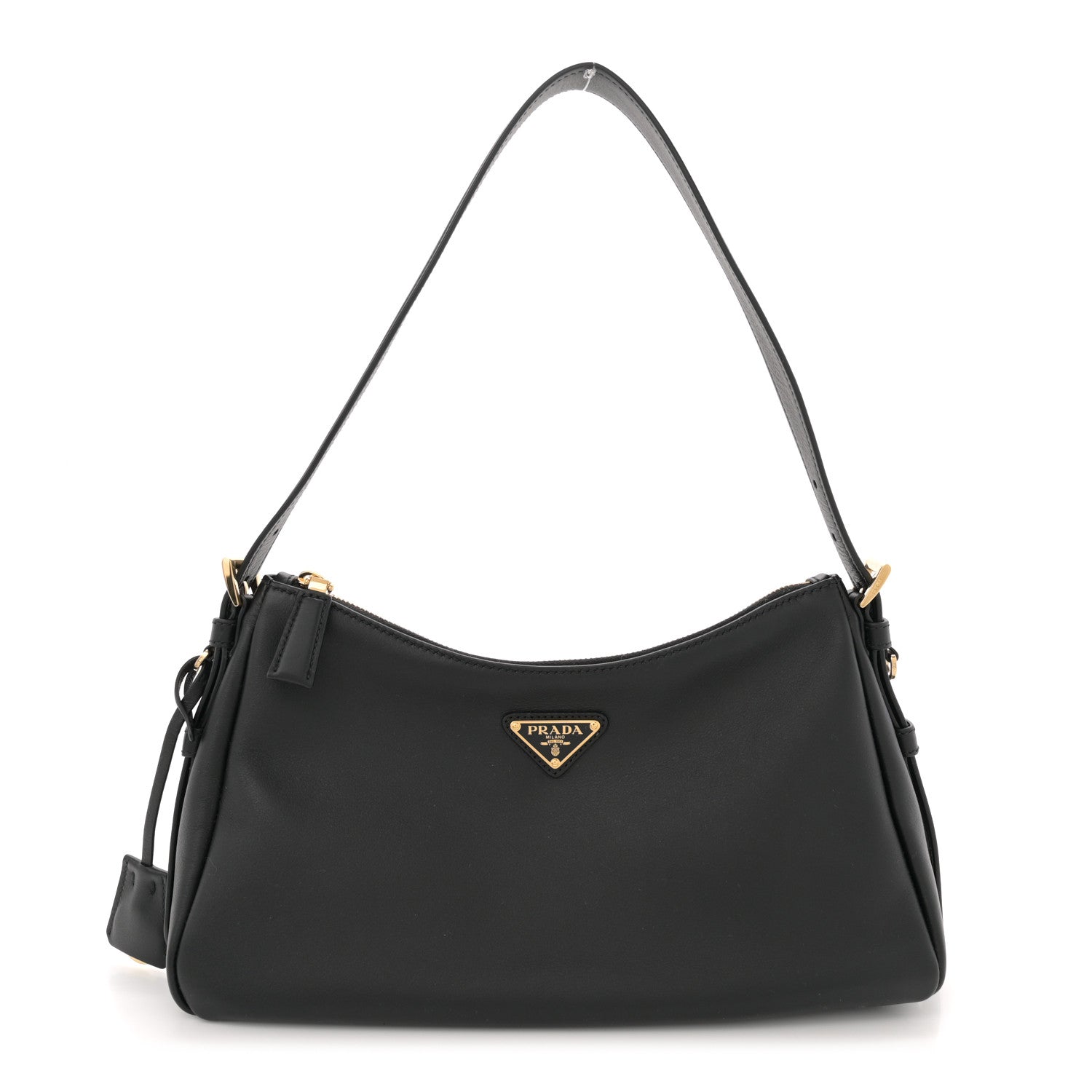 Prada Soft Calfskin Medium Aimee Shoulder Bag Black 1 of 10