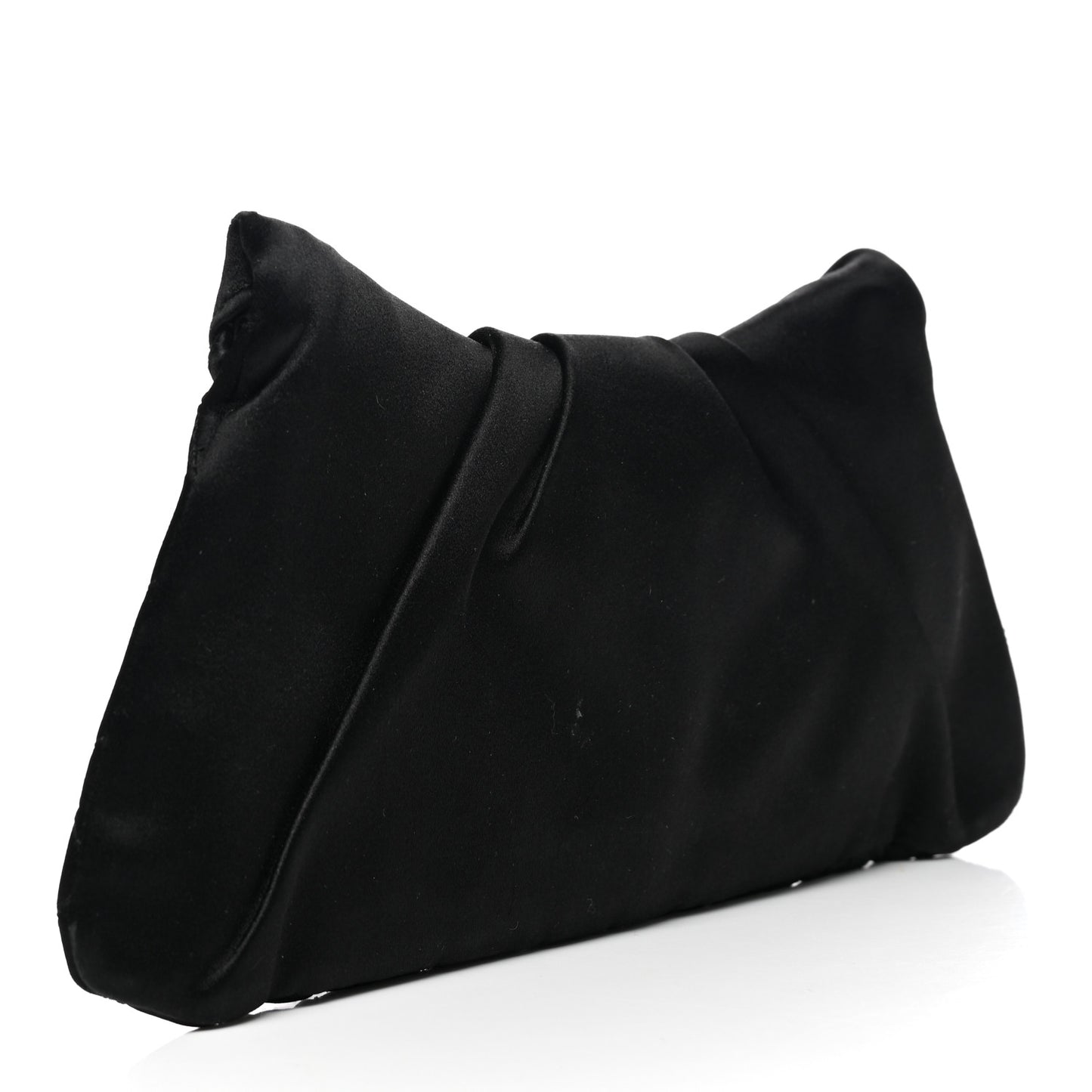 Satin Quilted Flap Clutch Black