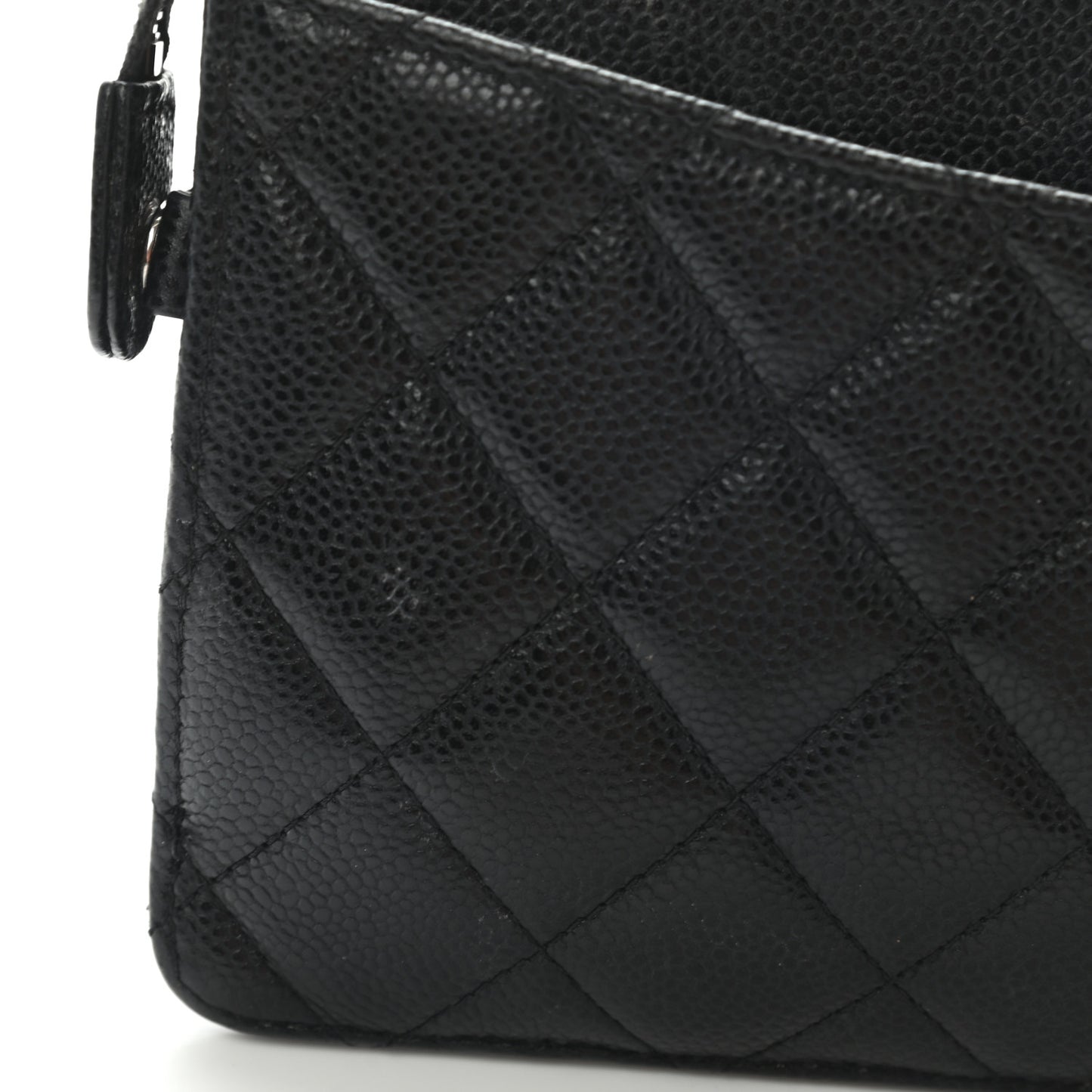 Caviar Quilted Classic Pouch With Handle Black