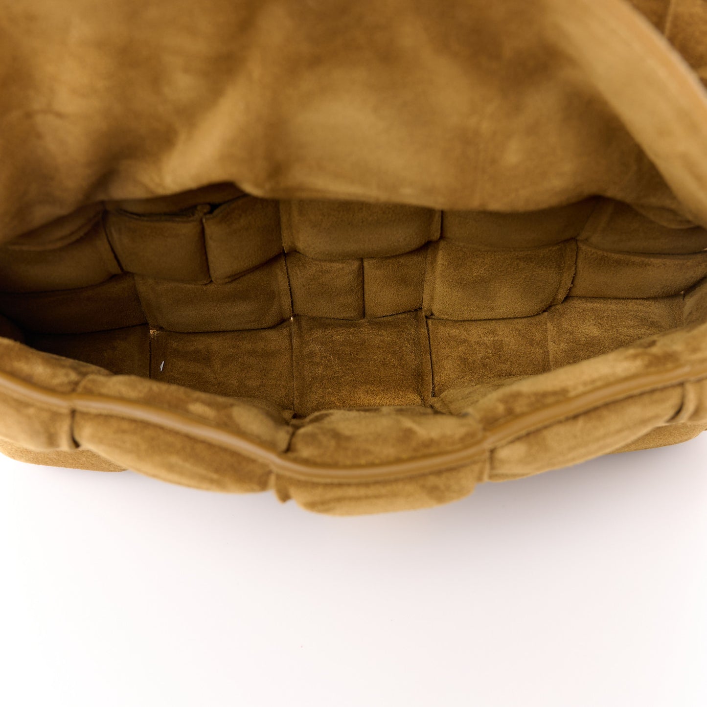 Suede Maxi Intrecciato Padded Chain Cassette Crossbody Bag Taupe