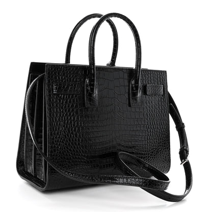 Saint Laurent Calfskin Crocodile Embossed Baby Sac De Jour Black 3 of 9