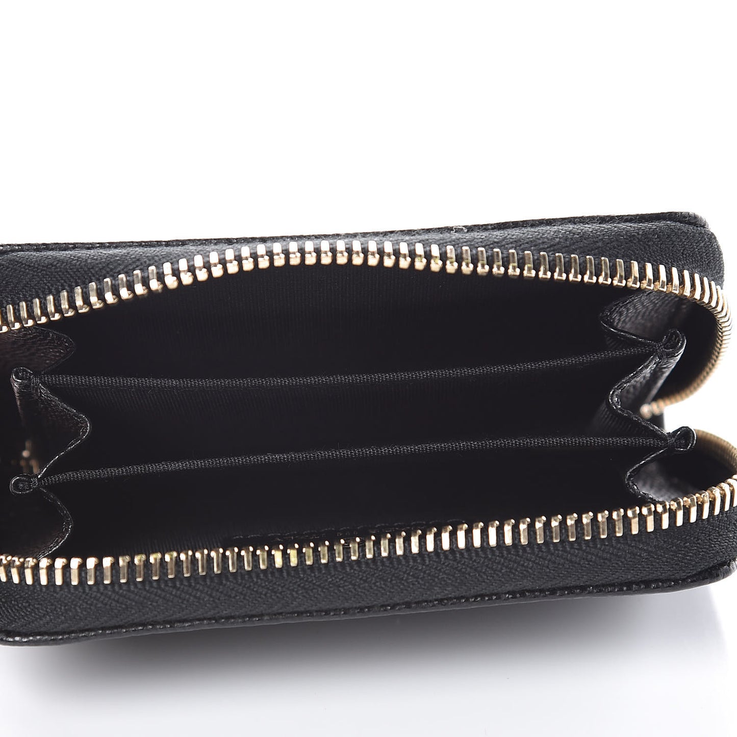 Caviar Camellia Embossed Zip Coin Purse Black