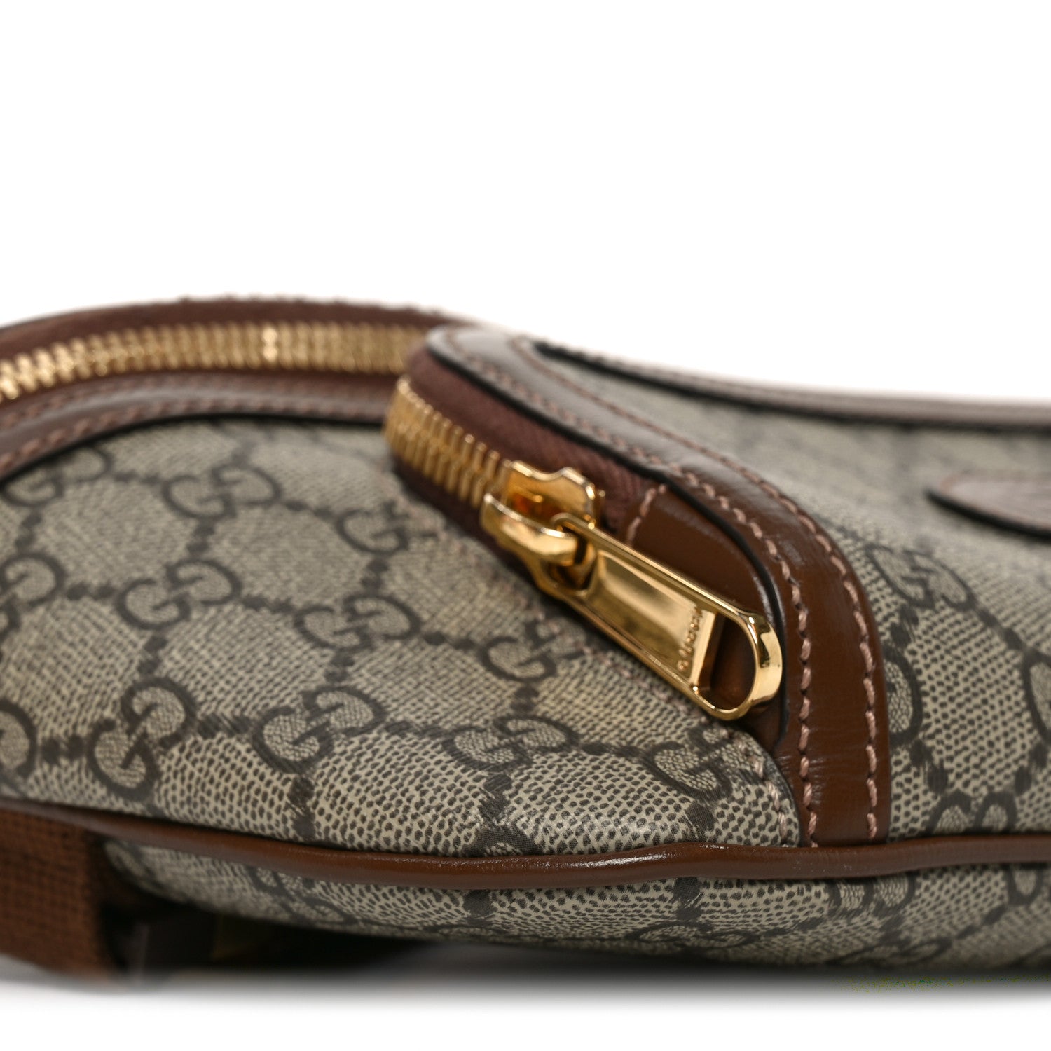 Gucci GG Supreme Monogram Textured Calfskin Retro Interlocking G Belt Bag Beige Ebony Brown Sugar 9 of 10
