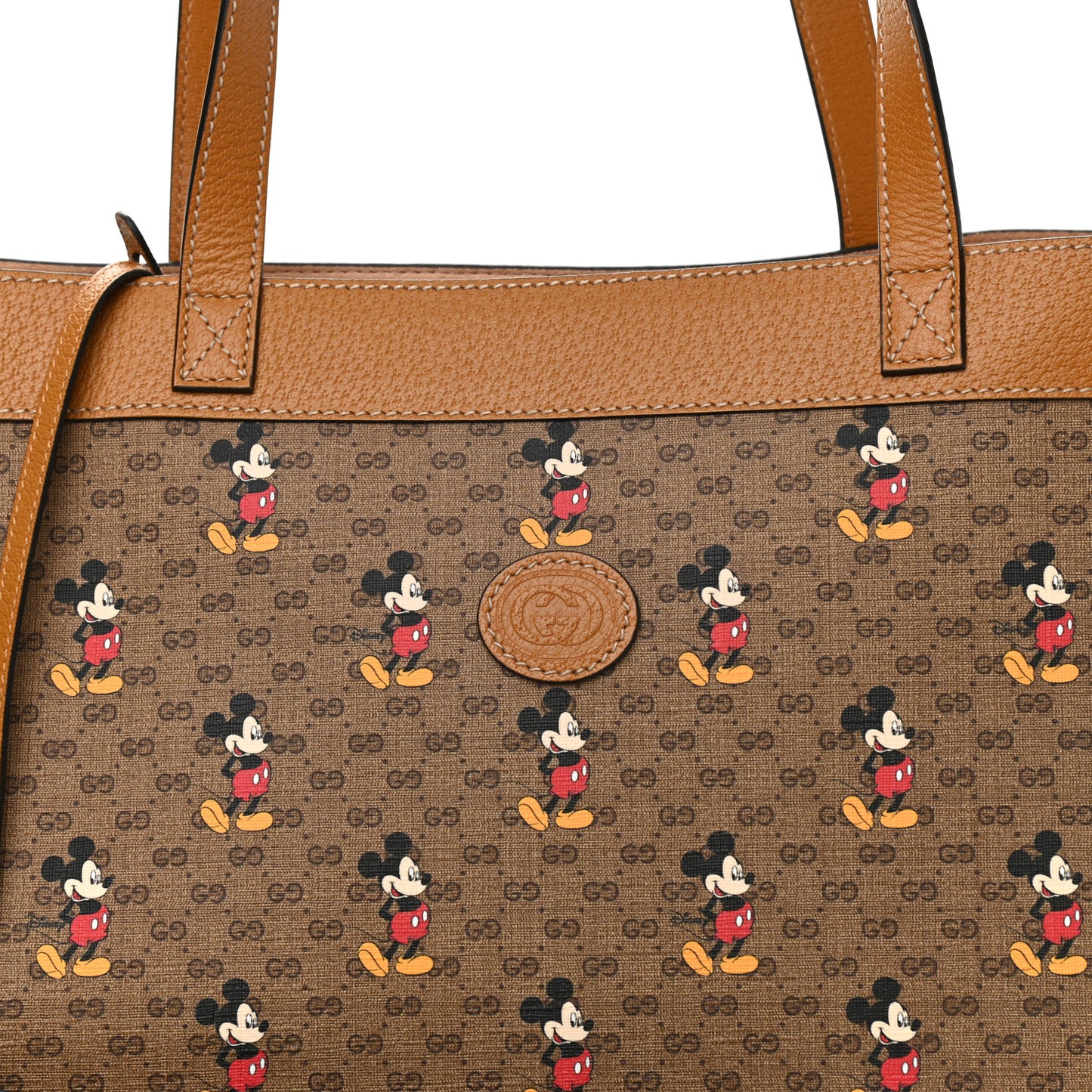 X DISNEY Mini Vintage GG Supreme Monogram Mickey Mouse Large Shopping Tote Beige Vintage Sun Oil