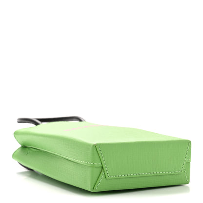 Balenciaga Squared Calfskin Logo Shopping Phone Holder Bag Light Green Fuchsia 4 of 10