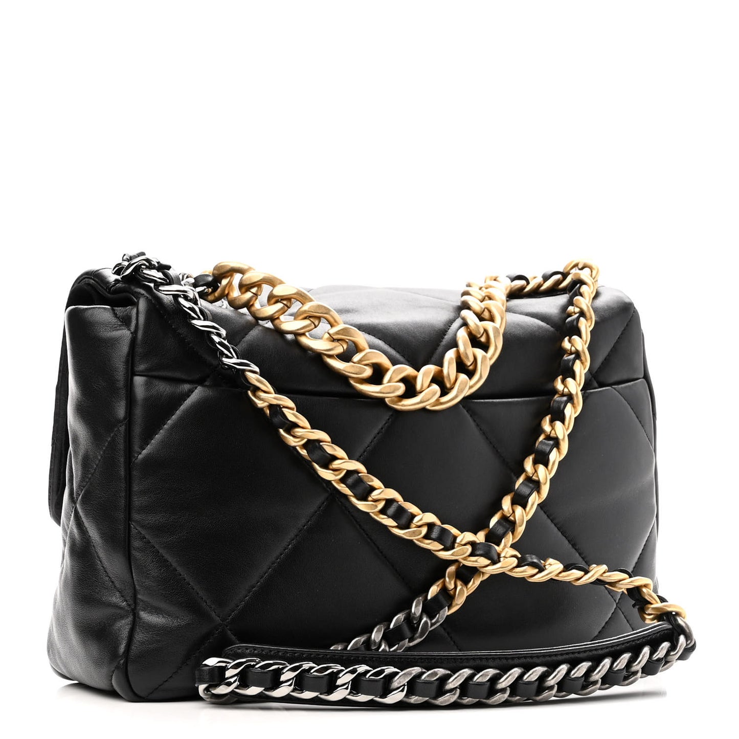 Lambskin Quilted Large Chanel 19 Flap Black