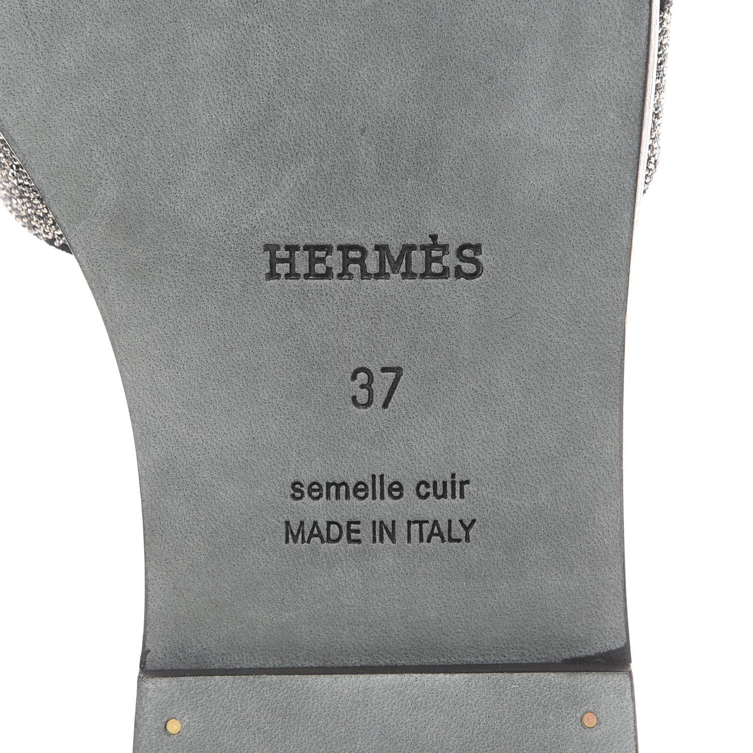 Hermes Suede Goatskin Crystal Powder Oran Sandals 37 Black 6 of 8