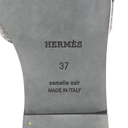 Hermes Suede Goatskin Crystal Powder Oran Sandals 37 Black 6 of 8