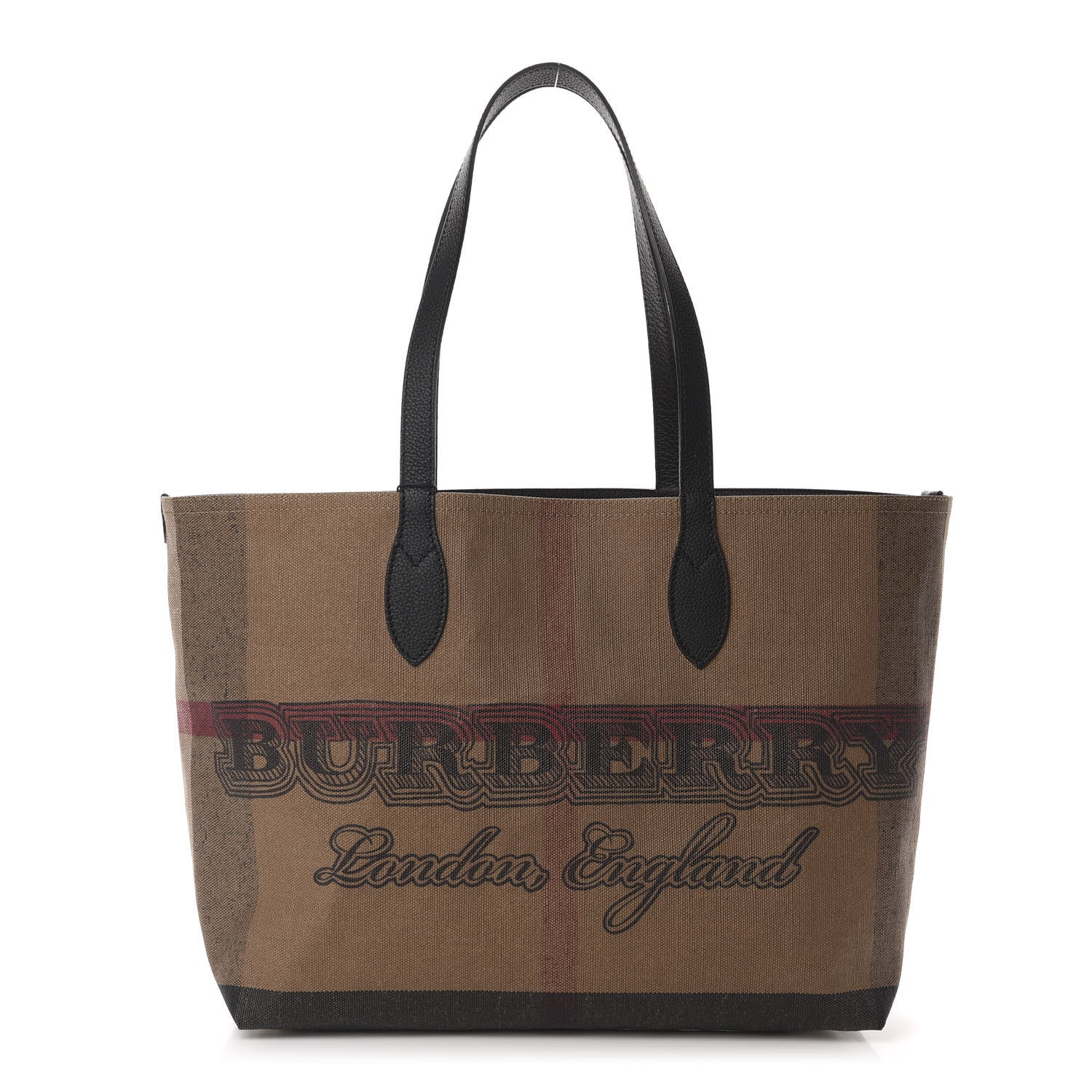 Burberry Coated Canvas Mega Check Medium Doodle Tote Black 1 of 9