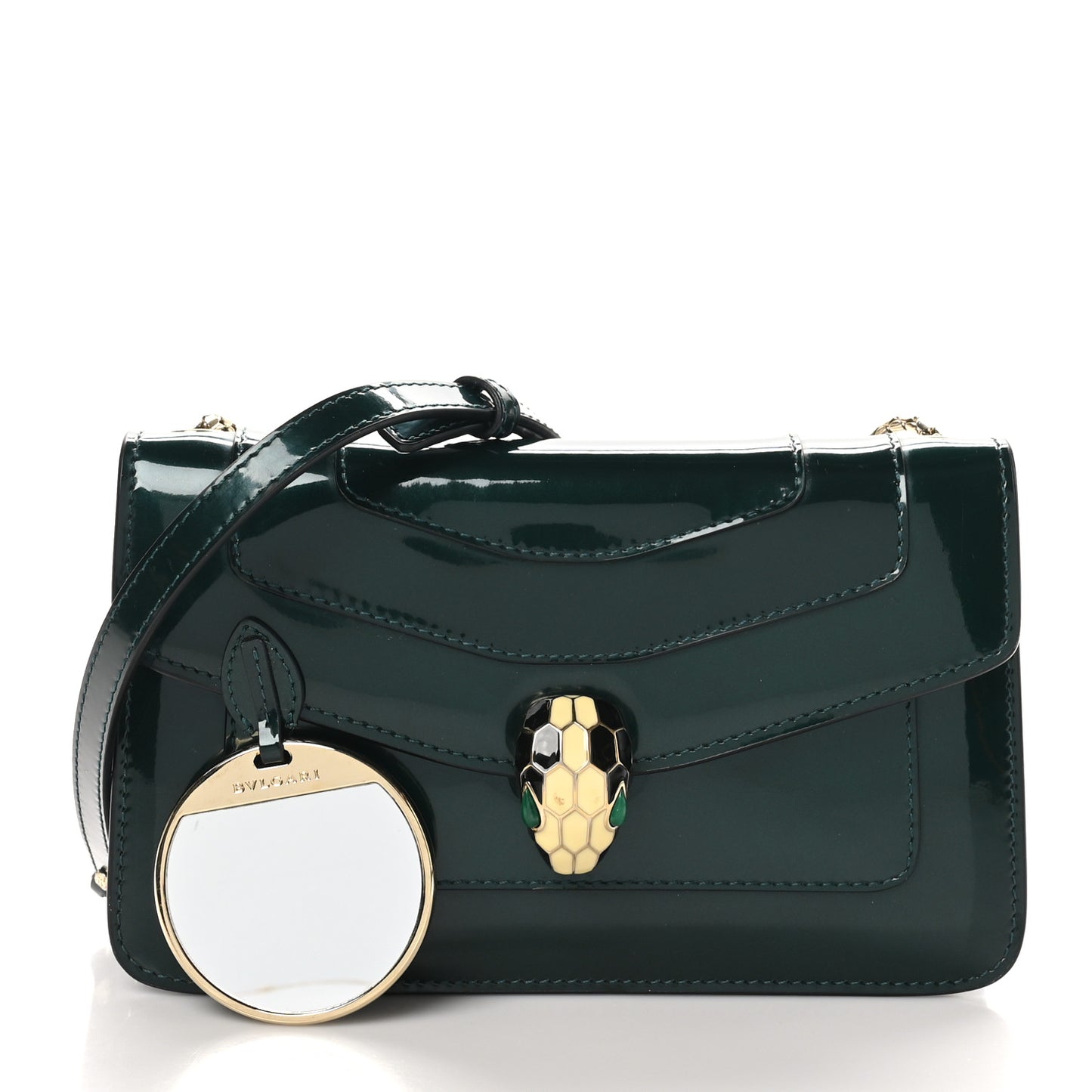 Patent Serpenti Forever Crossbody Emerald