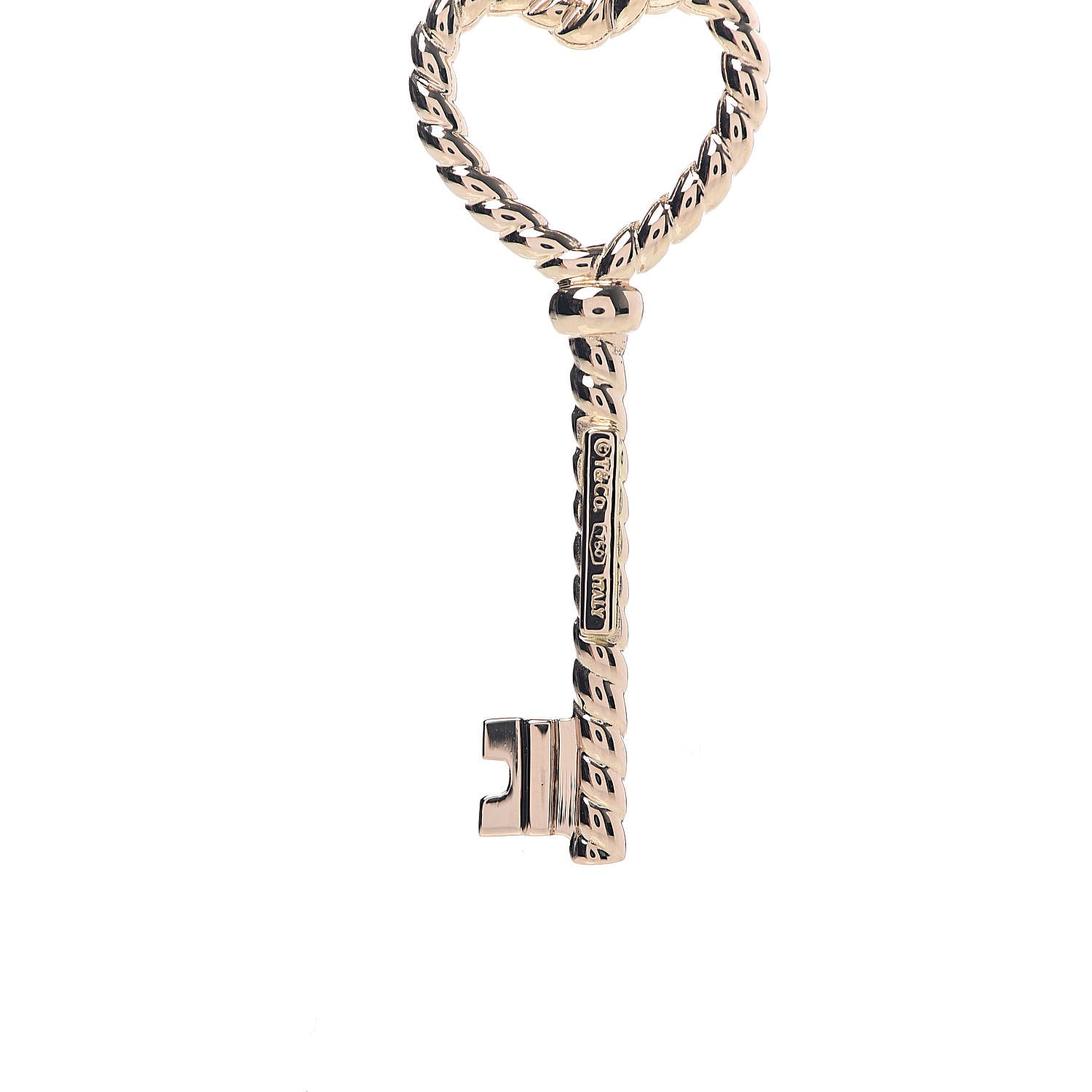 Tiffany 18K Rose Gold Twist Heart Key Pendant Necklace 5 of 9