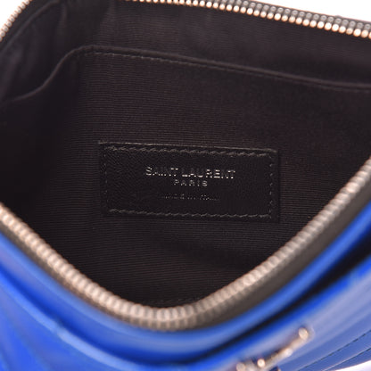 Saint Laurent Grain De Poudre Chevron Monogram Bill Pouch Neon Blue 6 of 7