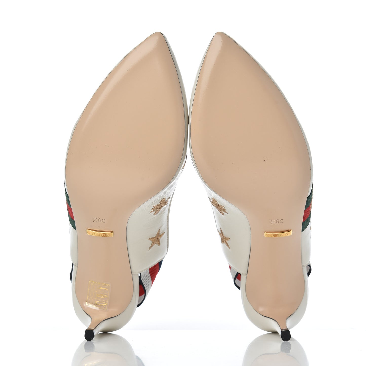 Malaga Kid Web Bee Star Embroidered Sylvie Mid Heel Slingback Pumps 39.5 White