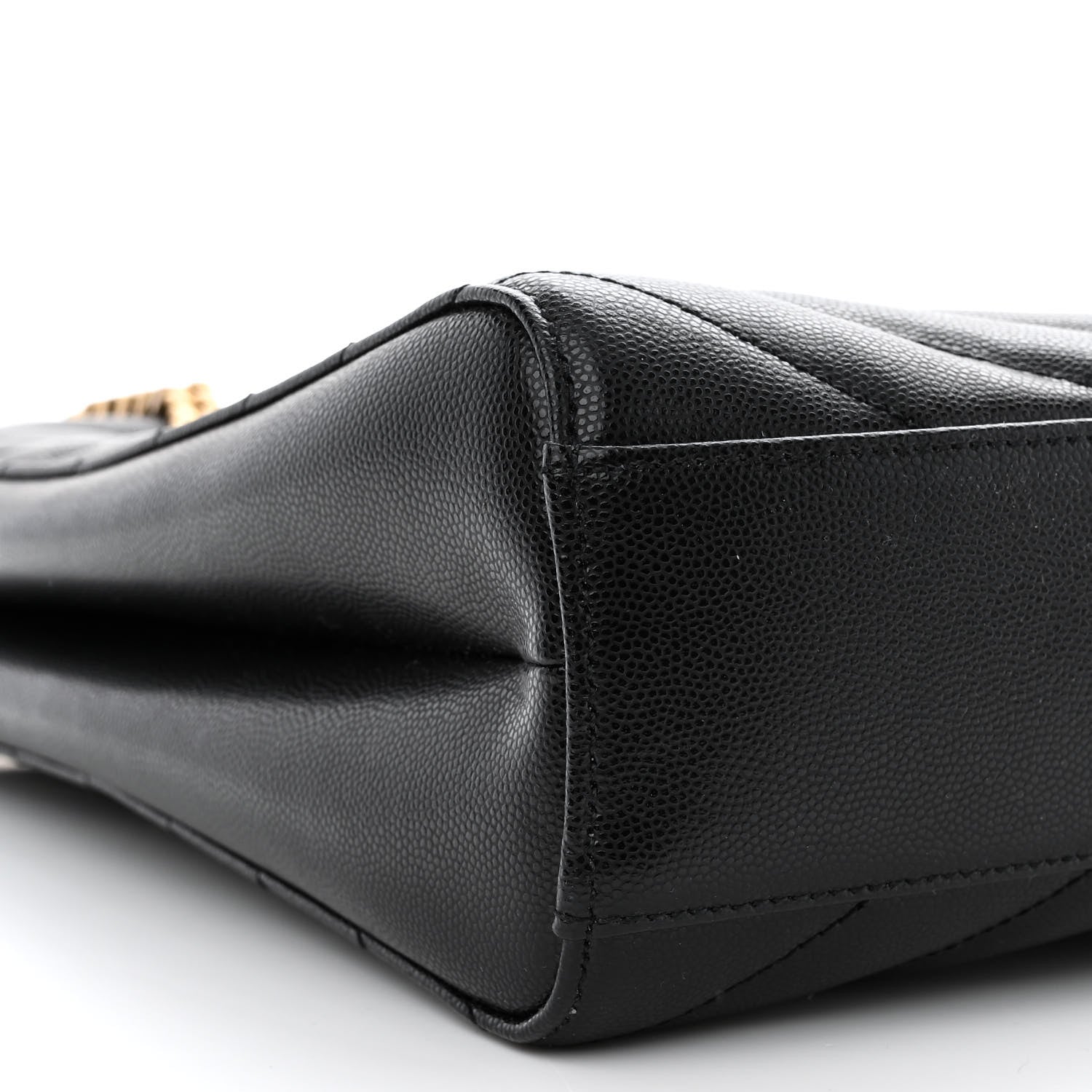 Saint Laurent Grain de Poudre Matelasse Chevron Medium Tribeca Shopping Bag Black 10 of 11