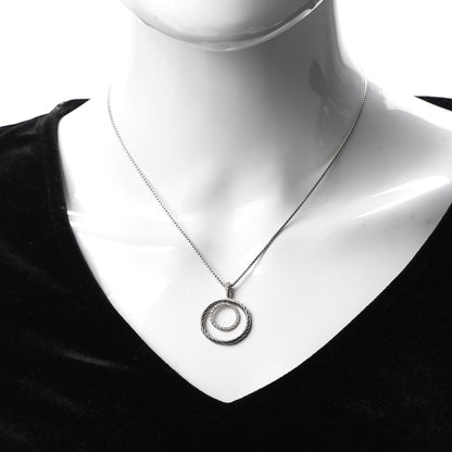 David Yurman Sterling Silver Diamond Mobile Circle Pendant Necklace 2 of 5