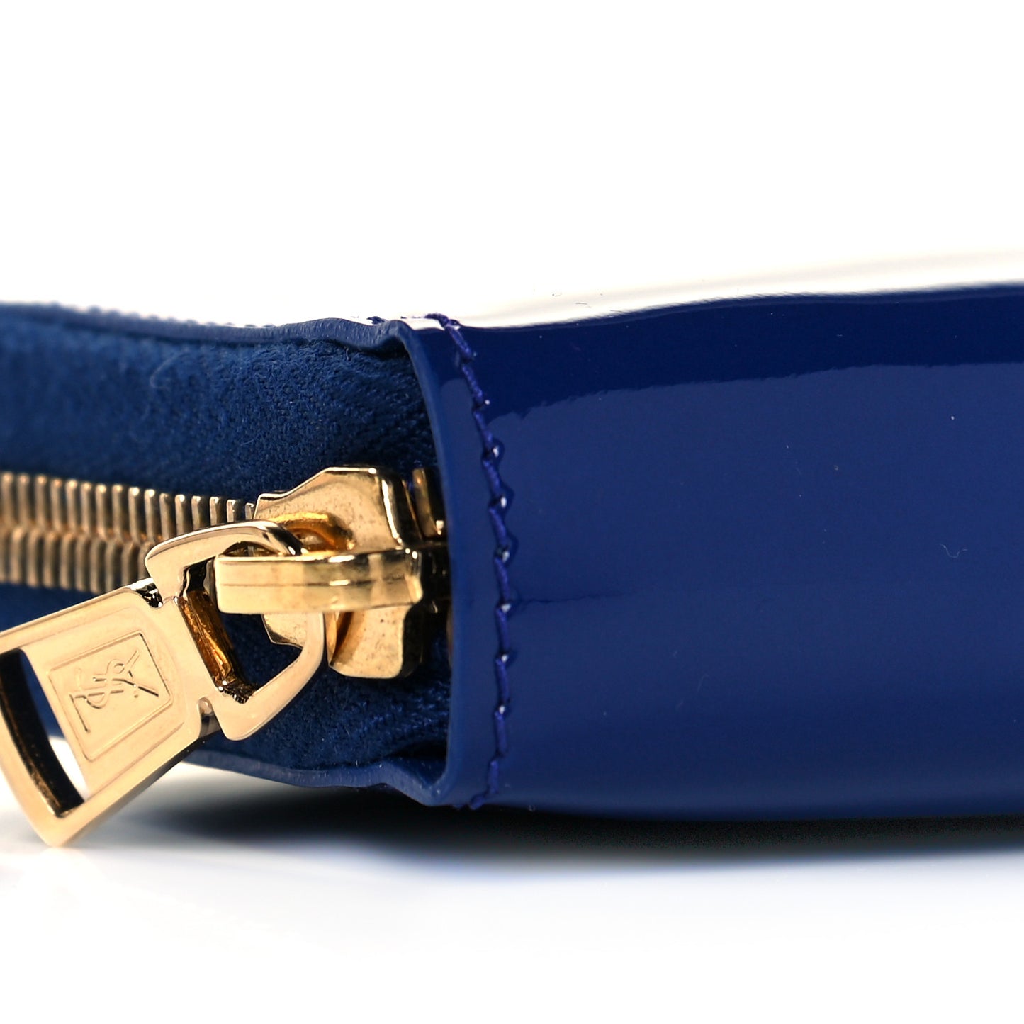 Patent Calfskin Belle De Jour Zip Around Wallet Royal Blue