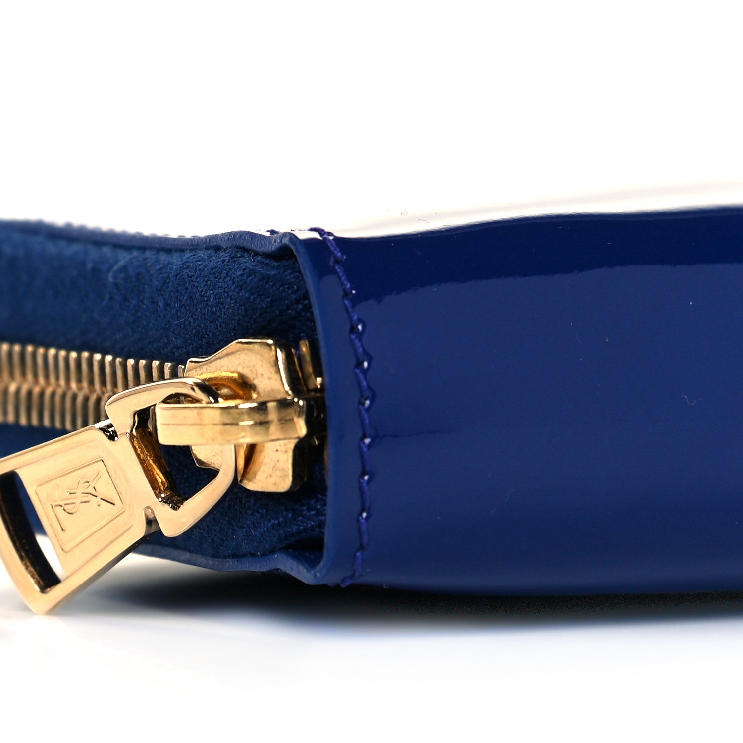 Saint Laurent Patent Calfskin Belle De Jour Zip Around Wallet Royal Blue 7 of 8