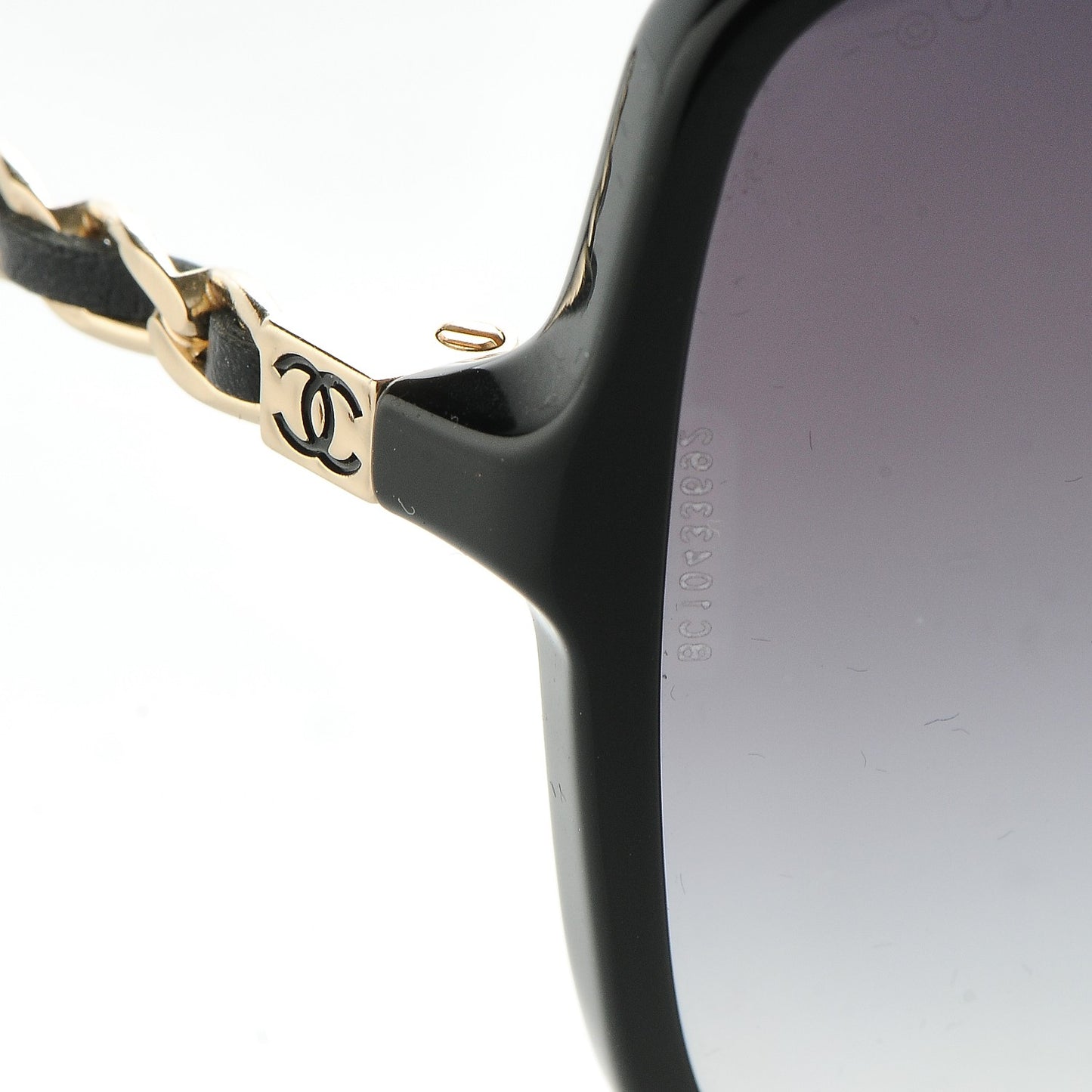 Lambskin Square Chain Sunglasses 5210-Q Black