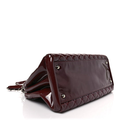 Chanel Patent Quilted Maxi Just Mademoiselle Bowling Bag Burgundy 4 of 8