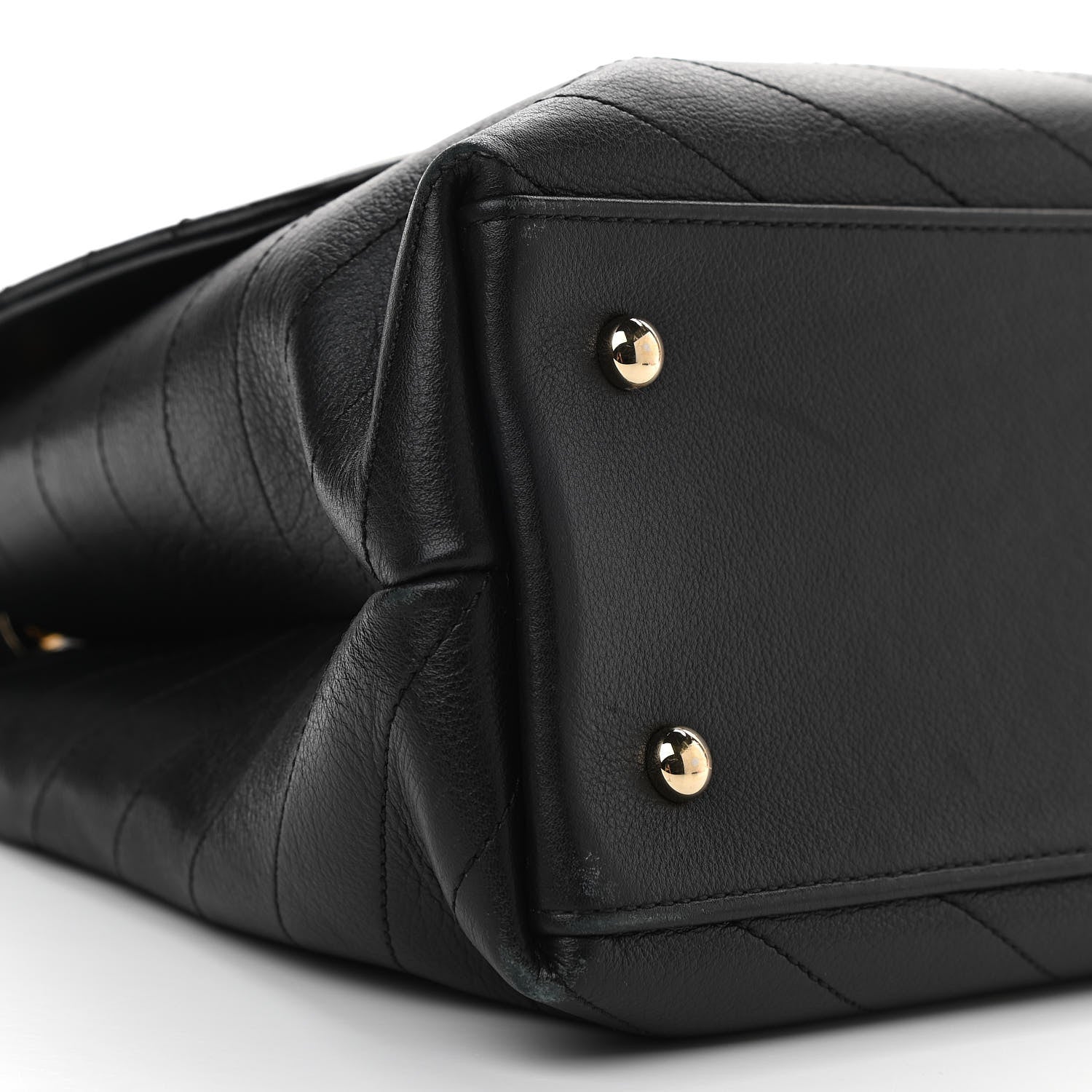 Chanel Grained Calfskin Chevron Stitched Medium Chic Top Handle Flap Black 9 of 10