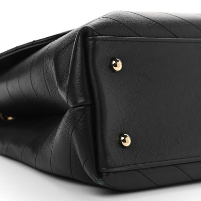 Chanel Grained Calfskin Chevron Stitched Medium Chic Top Handle Flap Black 9 of 10