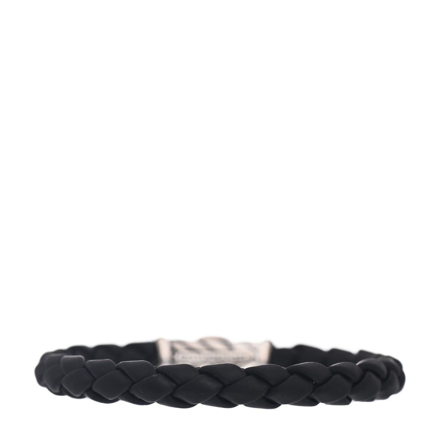 Sterling Silver Rubber 8mm Chevron Weave Bracelet Black