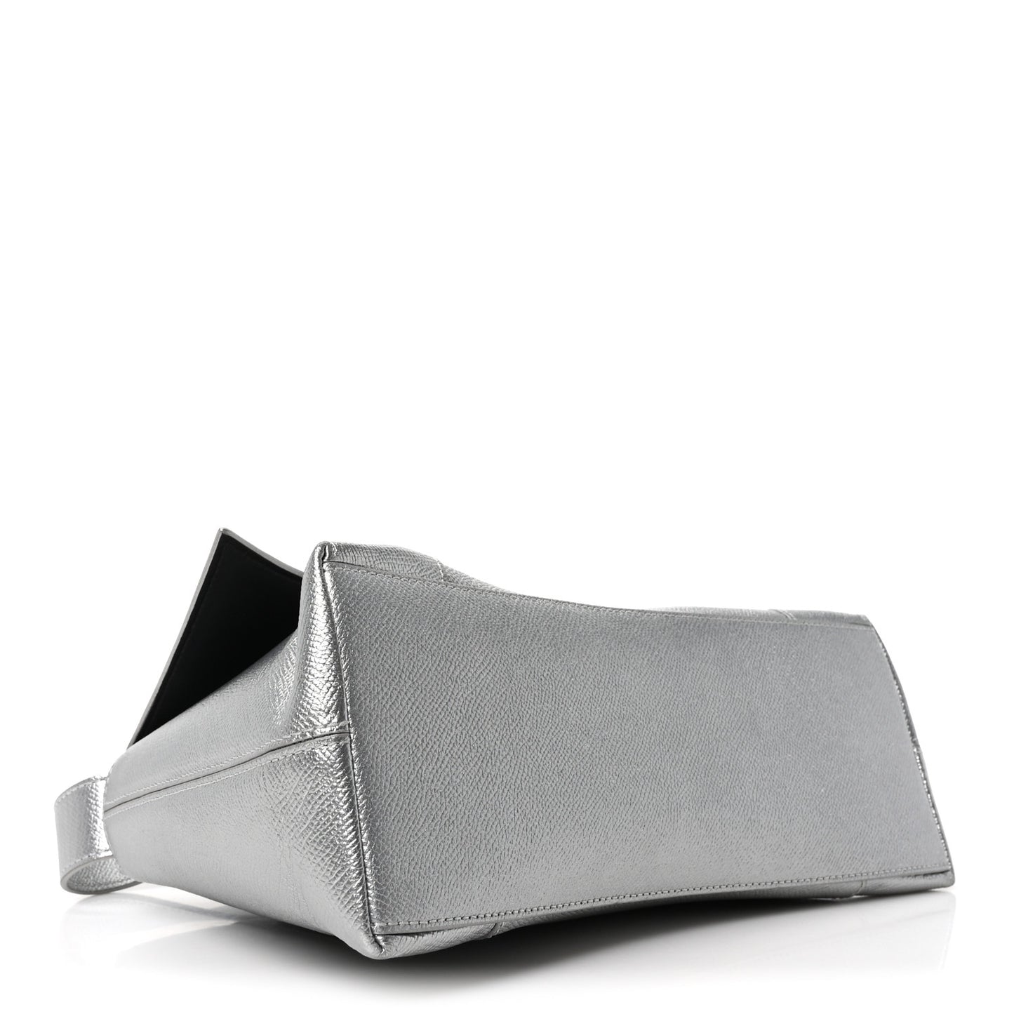 Metallic Soft Textured Calfskin Small Downtown Shoulder Bag Silver