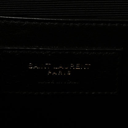 Saint Laurent Grain De Poudre Textured Mixed Matelasse Triquilt Small Monogram Satchel Dark Beige 6 of 9