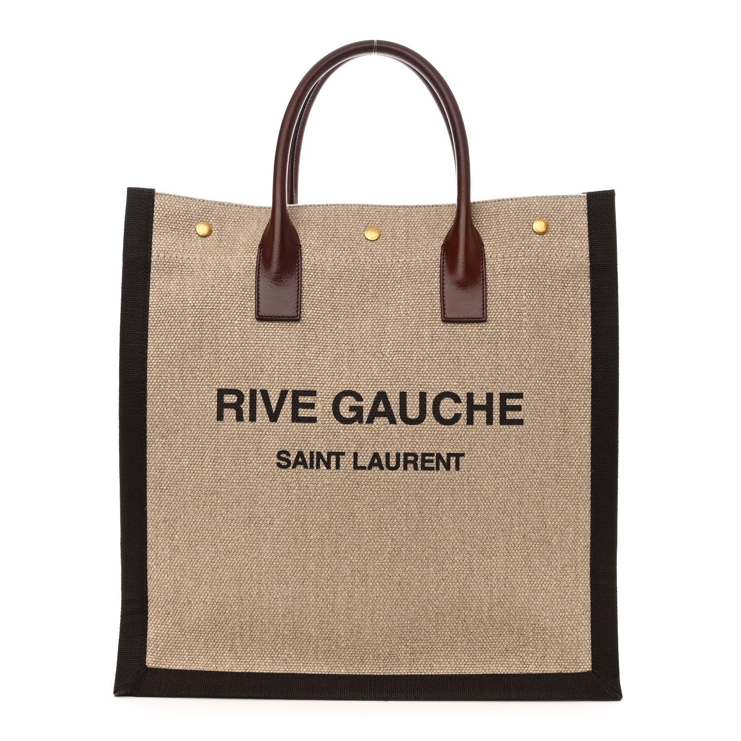 Saint Laurent Linen Calfskin Rive Gauche North South Tote Natural 1 of 10