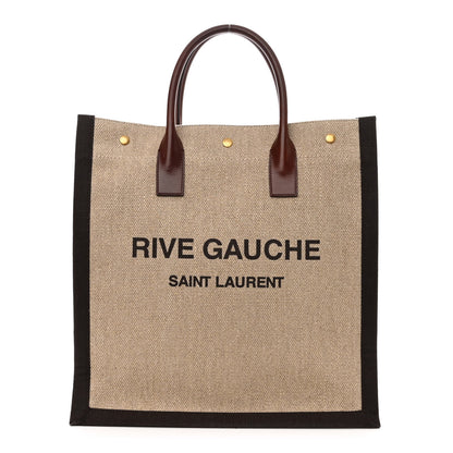 Saint Laurent Linen Calfskin Rive Gauche North South Tote Natural 1 of 10