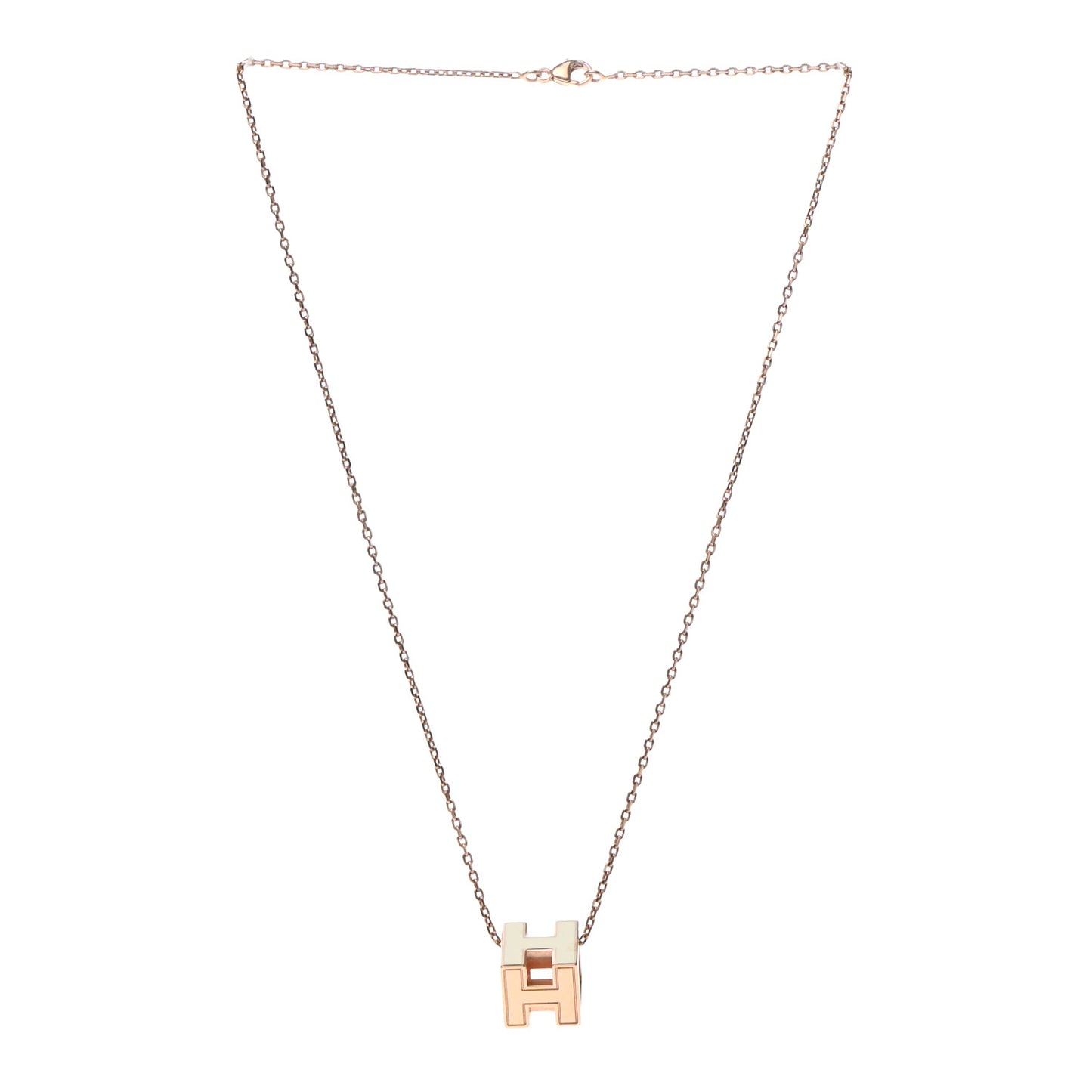Rose Gold Lacquered Cage d'H Necklace White