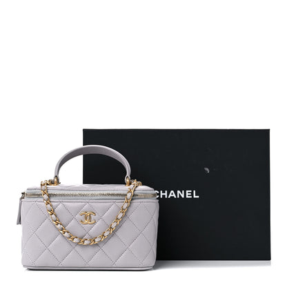 Chanel Lambskin Quilted Small Top Handle Vanity Case With Chain Grey 10 of 10