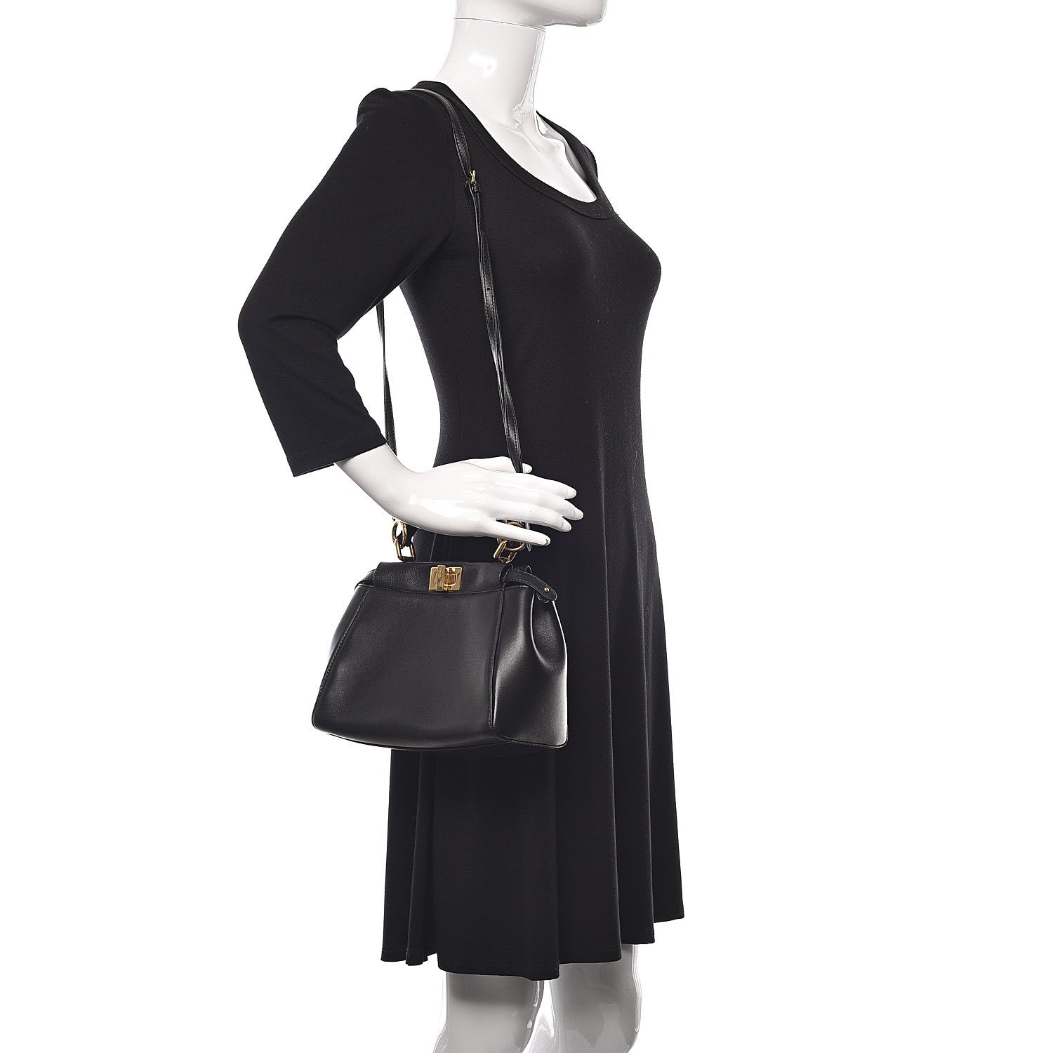 Fendi Nappa Mini Peekaboo Iconic Satchel Black 2 of 12