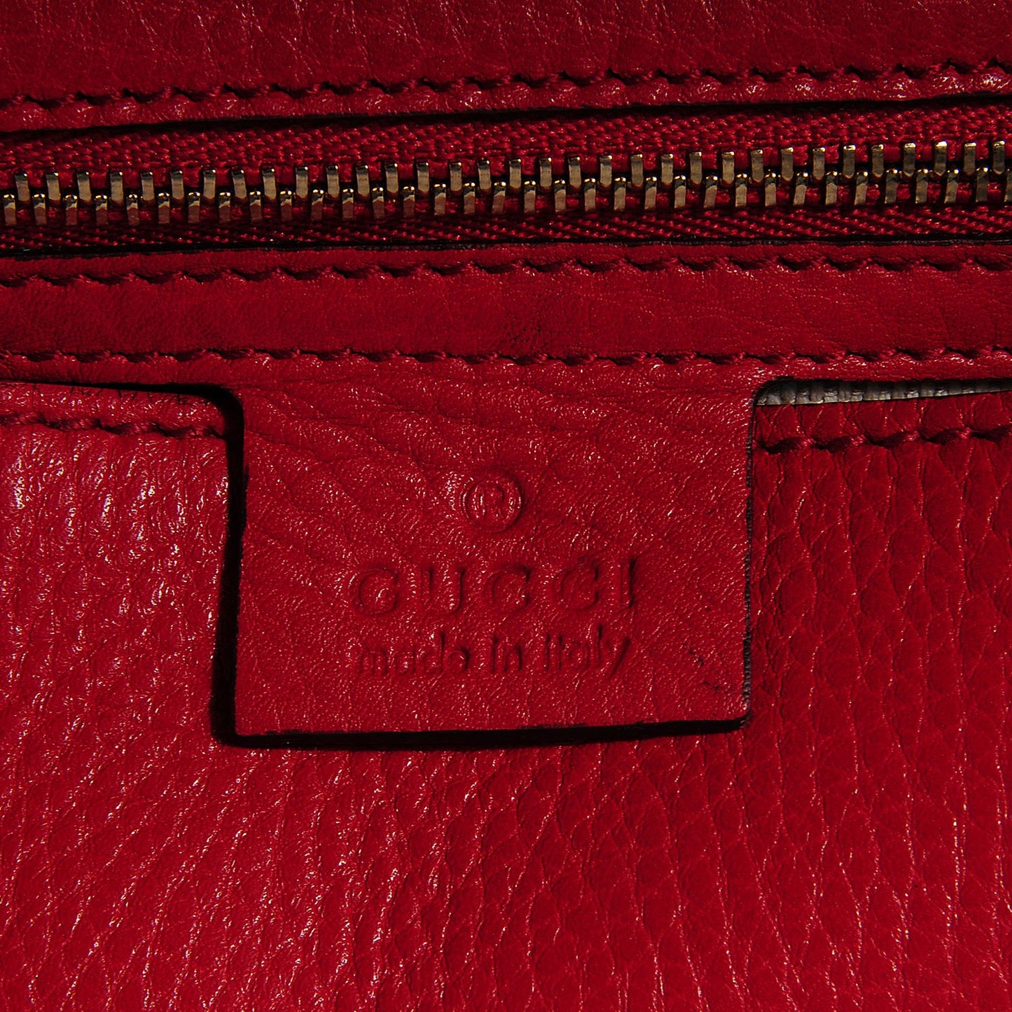 Pebbled Calfskin Medium Soho Clutch Red