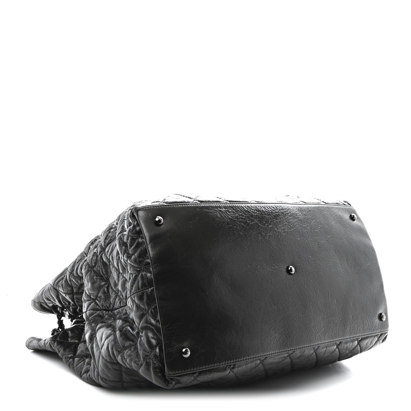 Glazed Calfskin Quilted Large Chain Me Tote Dark Grey
