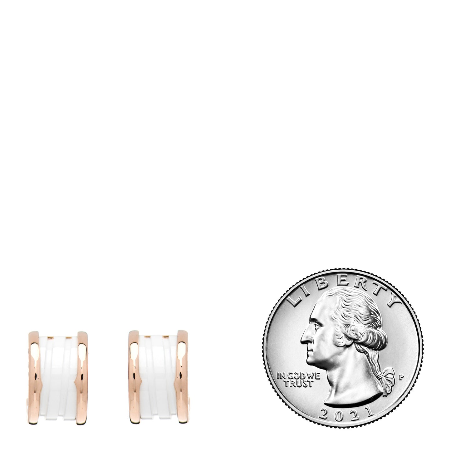 18K Rose Gold White Ceramic B.Zero1 Hoop Earrings
